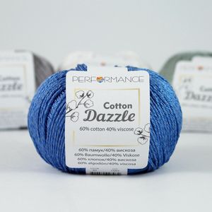 Performance Cotton Dazzle 93 blauw paars - 3 bollen katoen met viscose - glans haakkatoen
