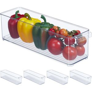 Relaxdays 5x koelkast organizer langwerpig - koelkast opbergbak - keukenkast organizer
