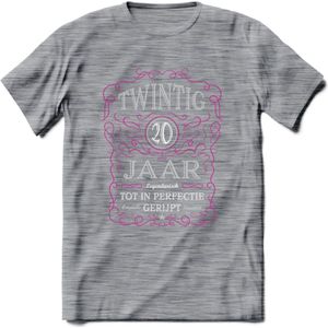 20 Jaar Legendarisch Gerijpt T-Shirt | Roze - Grijs | Grappig Verjaardag en Feest Cadeau Shirt | Dames - Heren - Unisex | Tshirt Kleding Kado | - Donker Grijs - Gemaleerd - M