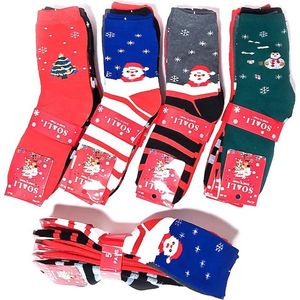 Kerstsokken dames sokken multipack 5 paar kerstcadeau warme sokken voor kerst maat 38-40