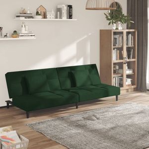 vidaXL Slaapbank 2-zits - Fluweel - Donkergroen Slaapbank - 2 Persoons Bed - Lounge Sofa - Multifunctionele Meubels - Donkere Kleuren