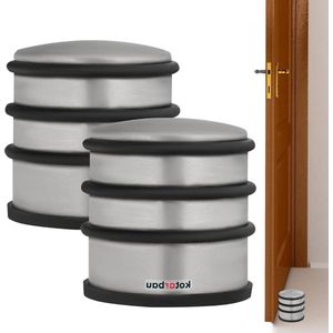 Set van 2 deurstoppers vrijzende deurbuffer hoog zilver - KOTARBAU