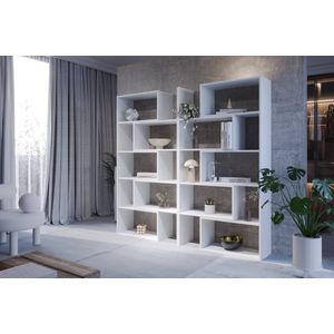 Meubel Square - Boekenkast DIAMOND 2 - set van 2 - Wit - 186x240x32 cm - Groot opbergkast - Tweedelig uitschuifbare rek