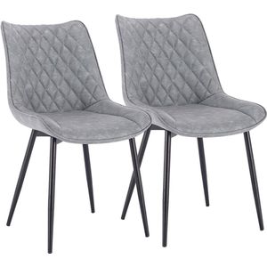 Rootz moderne eetkamerstoelenset - Ergonomische zitplaatsen - Moderne keukenstoelen - Comfortabel, duurzaam, gemakkelijk schoon te maken - Kunstleer en metaal - 85,5 cm x 46 x 40,5 cm