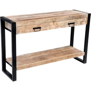 Nuvolix wandtafel - haltafel met lades - sidetable - mangohout - naturel - 120*35*76CM