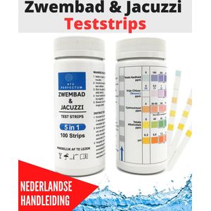 5 in 1 Teststrips Zwembad 100 Stuks - met Nederlandse handleiding - Waterkwaliteit - waterkwaliteit zwembad - Teststrip Jacuzzi - ph en chloor