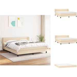 vidaXL Boxspringbed - Pocketvering - 180 x 200 - Middelhard - Huidvriendelijk - Crème - Bed