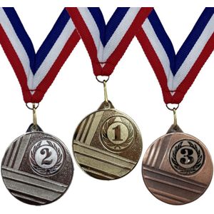 Medaille Set 3 Stuks, 1e (Goud), 2e (Silver), 3e (Brons)