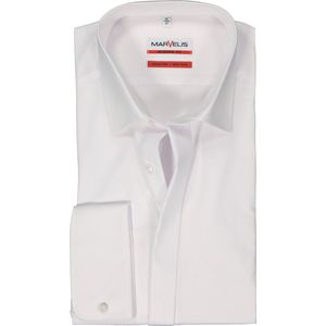 MARVELIS modern fit smoking overhemd - popeline - wit - Strijkvrij - Boordmaat: 45