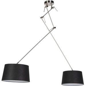 QAZQA blitz - Moderne Hanglamp met kap - 2 lichts - L 300 mm - Zwart - Woonkamer | Slaapkamer | Keuken