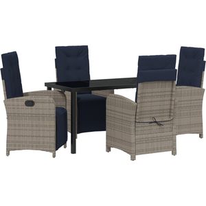 vidaXL - 5-delige - Tuin - Eettafel - Set - Grijs - Poly - Rattan