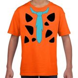 Fred holbewoner carnaval verkleed t-shirt oranje jongens en meisjes - Carnaval kostuum kind 110/116