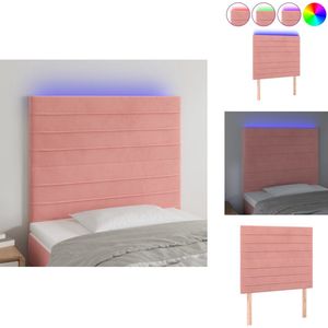 vidaXL Hoofdbord - Hoofdborden - Hoofdeinde - Houten Hoofdbord - Hoofdbord LED 100x5x118/128 cm fluweel roze