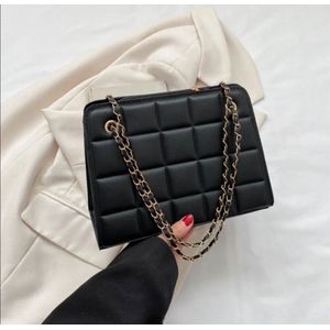 Luxe Dames Schoudertas Zwart | Crossbody Tas Dames | Elegant | Mode | Chain Ketting | Kerstcadeau | Black Friday