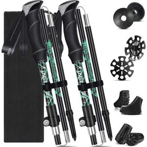 Opvouwbare Nordic Walking wandelstokken 105-125 cm voor dames - aluminium trekkingstokken met rubberen buffers