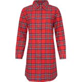 By Louise Dames Pyjama Nachthemd Flanel Geruit Rood - Maat M