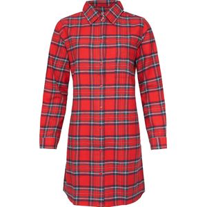 By Louise Dames Pyjama Nachthemd Flanel Geruit Rood - Maat L