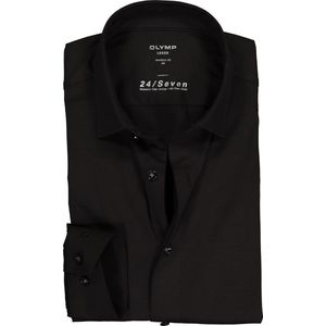 OLYMP Luxor 24/Seven modern fit overhemd - zwart tricot - Strijkvriendelijk - Boordmaat: 41