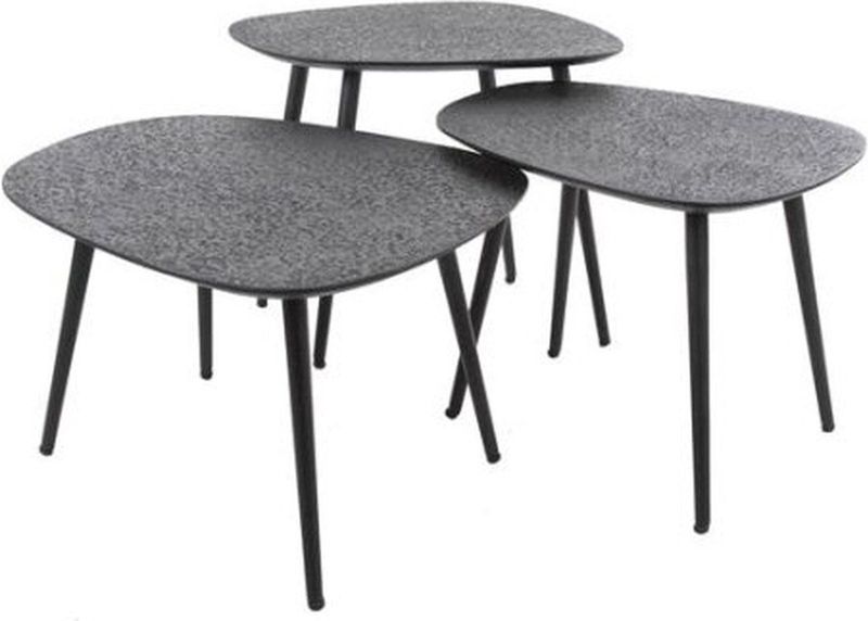 Salontafel Ontario set van 3 vierhoekig metallic - zwart
