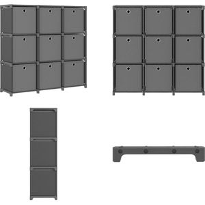 vidaXL Kast met 9 vakken met boxen 103x30x107,5 cm stof grijs - Opbergkast - Opbergkasten - Opbergrek - Opbergrekken
