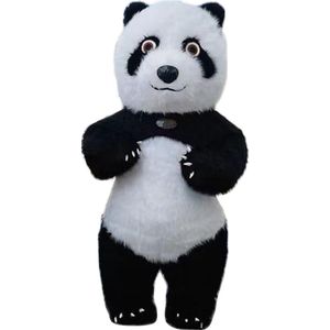 KIMU® Groot Opblaas Kostuum Panda - 2.6 Meter Opblaasbaar Pak Zwart Wit - Mega Berenpak Mascotte Opblaaspak - Super Opblaasbare Dierenpak Festival