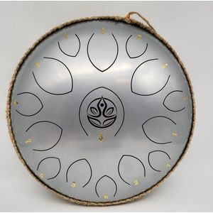 Durani Handpan 36 cm Silver – Tongue drum – Klankschaal – 15 noten Handpan - Tong Drum - Klankschalen – Yoga Drum – Lotus Tong