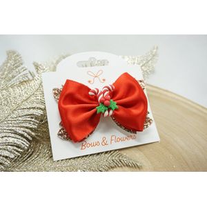 Kerst haarstrik rood met goud - zuurstok - Kerst - Bows and Flowers