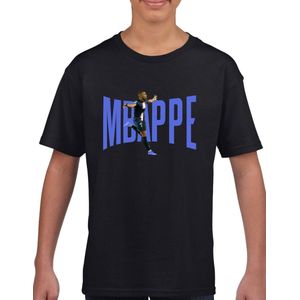 Mbappe - kylian - PSG - - Kinder T-Shirt - Zwart text blauw - Maat 134/140 - T-Shirt leeftijd 9 tot 10 jaar - Grappige teksten - Cadeau - Shirt cadeau - Mbappe - 10 - kylian - PSG - voetbal - korte mouwen -