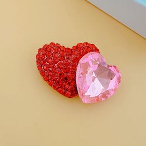 Harten Strass Broche Pin voor Vrouwen Meisjes - Roze Diamant CZ - Dubbele Liefde Harten Reversspeld - Corsage Pins - Accessoires voor Valentijnsdag