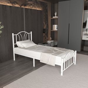 AirSleeperz heavy duty metalen bedframe Bella - Kleur wit - Afmeting 90x200 cm - Voor 1 persoon - Draagkracht 350 kg