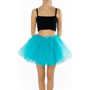 KIMU® Tutu Blauw Tule Rokje - Maat L XL XXL - Oceaan Blauwe Petticoat Rok Dames - Onderrok Tulerok Volwassenen Pauw Vis Festival
