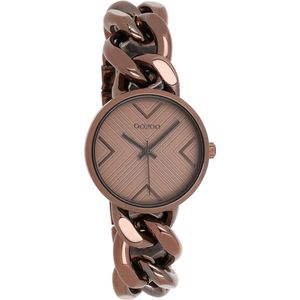 OOZOO Timepieces - Bronskleurige horloge met bronskleurige grove schakelarmband - C11129