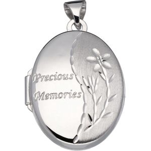 Glow medaillon - zilver - 24 x 17 mm - ovaal - precious memories - bloem - gerodineerd