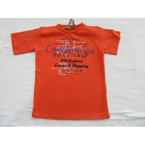 dirkje , jongens, t-shirt korte mouw , orange , caribbean sea , 116 - 6 jaar