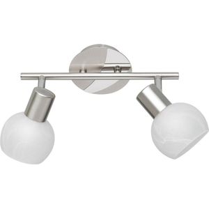 LED Plafondspot - Torna Besina - E14 Fitting - 2-lichts - Rond - Mat Nikkel - Aluminium