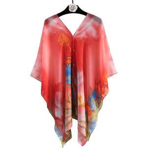 Emilie Scarves - pareo - strand poncho - bloemenprint - koraalroze