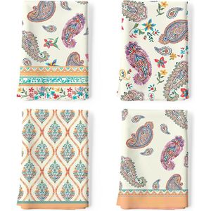 Selbro ® Hoogwaardige Katoenen Keukendoeken Set van 4 met Uniek Paisley Ontwerp voor Veelzijdig Gebruik