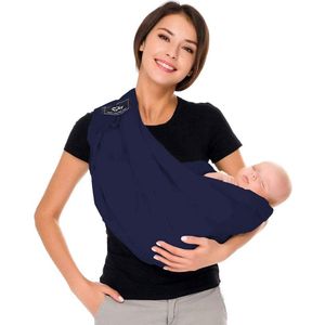 Draagdoek voor pasgeborenen, ademende babyrugzak, verstelbare schouderbanden, eenvoudig aan te trekken, voor moeders en vaders, babydraagriem voor pasgeborenen tot 15 kg (donkerblauw)