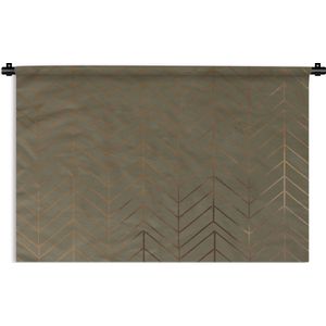 Wandkleed Luxe patroon - Luxe patroon van glimmende en gouden lijnen op een donkergroene achtergrond Wandkleed katoen 150x100 cm - Wandtapijt met foto