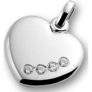 TRESOR hart hanger met 4 Swarovski zirkonia stenen - Zilver