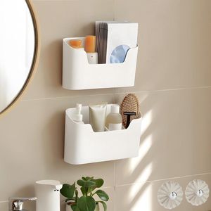 Set van 2 keukenkastdeur opbergdoos, zelfklevende afstandsbediening wandgemonteerde woonkamer slaapkamer organizer voor kast badkamer koelkast desktop (wit)