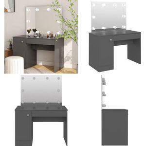 vidaXL Kaptafel met LED-verlichting 110x55x145 cm MDF grijs - Kaptafel - Kaptafels - Make-up Tafel - Make-up Tafels