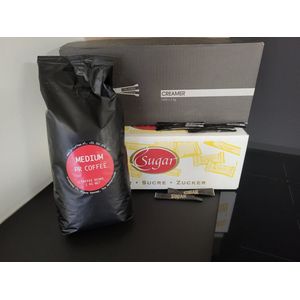 PR Coffee 1 Kg Medium koffiebonen | 1000 suikersticks | 1000 Creamersticks | voordeelset | combi deal
