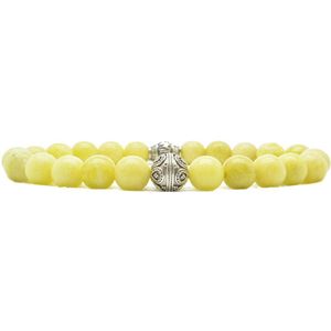 Beaddhism - Armband - Matt Lemon - Zilver - Kashmir - 8 mm - 23 cm