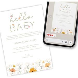 Digitale Uitnodiging Floral Baby | unisex