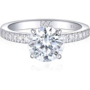 Finesse - 18k Witgouden Moissanite Verlovingsring met Zijstenen - 5 karaat