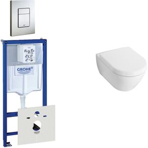 Villeroy & Boch Subway Compact Toiletset - inbouwreservoir - diepspoel wandcloset - bedieningsplaat verticaal/horizontaal - RVS