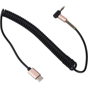 Type C naar 35 mm AUX-kabel - Mannelijke USB C naar 35 mm Elleboogveer - Telescopische Verlengkabel - Audio Stereo Snoeradapter - voor Auto Home Audio - Mobiele Telefoon Tablet PC - 1 M / 33 ft - Zwart .