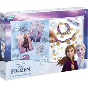 Disney Frozen knutselpakket Totum 2 in 1 bedel armbandjes maken en glitter kaarten maken - creatief speelgoed cadeautip
