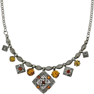 Behave Vintage ketting met stenen - 38 + 7 cm - bruin